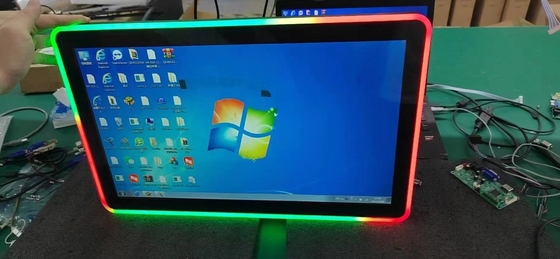PCAP หน้าจอสัมผัสขนาดจอ LCD จาก 10.1 นิ้วถึง 98 นิ้ว พร้อมไฟ LED สีสันหลากหลายสําหรับเครื่องเกม