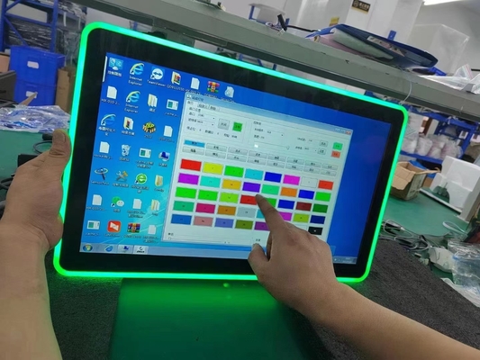 PCAP หน้าจอสัมผัสขนาดจอ LCD จาก 10.1 นิ้วถึง 98 นิ้ว พร้อมไฟ LED สีสันหลากหลายสําหรับเครื่องเกม