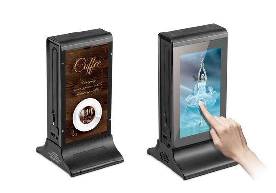 สีดํา 10 นิ้ว Advanced L-Shaped Desktop HD LCD Screen Advertising Player พร้อมเมนู แพวเวอร์ แบงค์