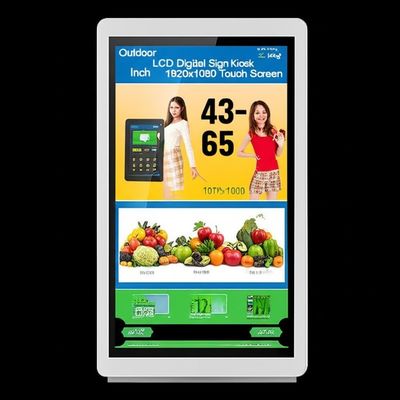 ตู้แสดงป้ายดิจิทัล LCD กลางแจ้ง ขนาด 43-65 นิ้ว หน้าจอสัมผัส 1920x1080