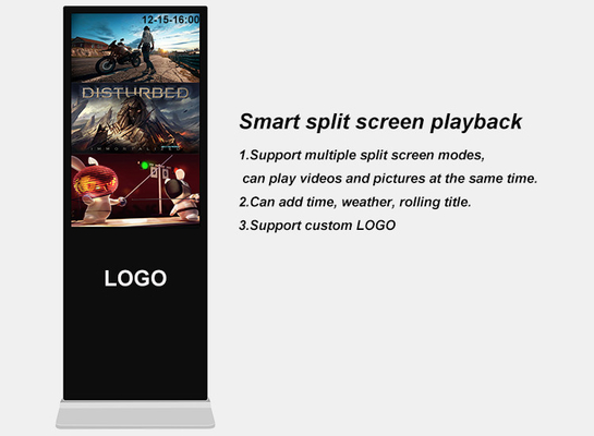 ขาตั้งในร่มขนาด 55 นิ้ว Wifi Touch Screen Kiosk ป้ายดิจิตอลโฆษณา LCD