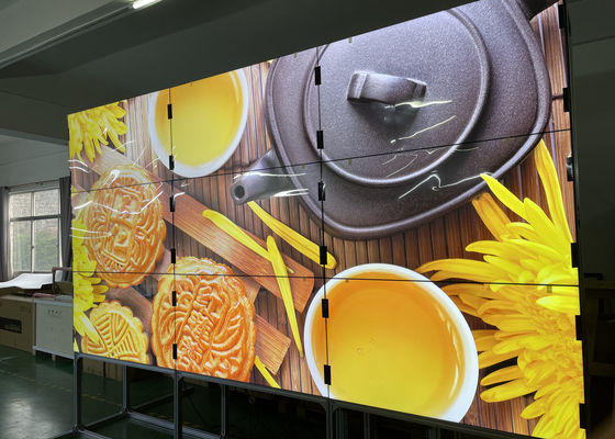 ผนังวิดีโอ LCD ความละเอียด UHD 4k ป้ายดิจิตอล 3X3 ขนาด 55 นิ้วความสว่าง 450 ฝาขนาดเล็ก
