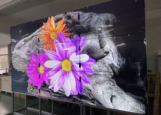หน้าจอ LCD ผนังวิดีโอขอบแคบในอาคาร 250W 55 65 นิ้ว 500cd / m2